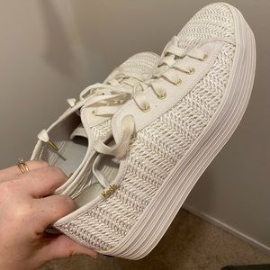 White woven platform keds. Only worn once.